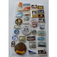 Значки "Корабли" СССР - 32 шт. Алюминий.