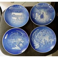 Тарелки фарфоровые настенные 70-80-е годы Дания. Диаметр 18 см. - 4 шт.