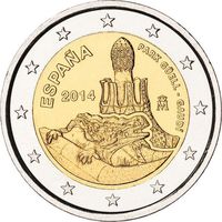 2 евро 2014 Испания Гауди UNC из ролла