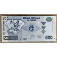 Конго (ДР) 500 франков 2022 г., P:96, надпечатка см. в описании