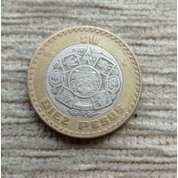 Werty71 Мексика 10 песо 1996 биметалл серебро Тонатиу огненная маска Ацтеков