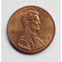 США 1 цент 1998 г. D