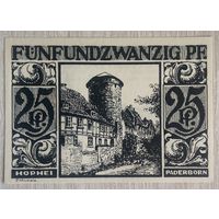 Нотгельд 25 пфеннигов 1921 год. Падерборн. Веймарская республика.