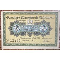 Нотгельд 50 пфеннигов 1921 год. Вюрцбах. Веймарская республика