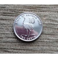 Werty71 Эритрея 10 центов 1997 Страус 1991