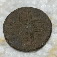 Лот монет #2 " монеты с конями"  - Крестовая копейка 1728 Москва + бонус , 2 копейки 1777. Не чищенные