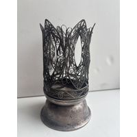 Подставка (основание) вазы с рельефным узорчатым декором, металл, скань, Казаковский завод художественных изделий (КХИ), СССР, 1970-1990 гг.