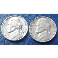 5 центов  1962 Р & D США Джеферсон 2 монеты