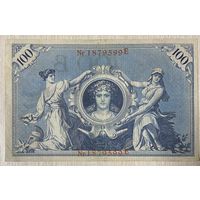 Банкнота 100 марок 1908 год. Германская империя. Красная печать. С рубля без МЦ.