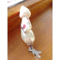 Елочная игрушка на прищепке Мальчик в чалме винтажная советская, стекло, СССР