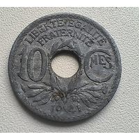 Франция 10 сантимов, 1941 БеЗ подчер.  1-2-34
