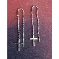 Серьги длинные серебро 925