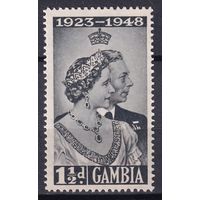 62.BrKS. Великобритания. Колонии. Гамбия. Серебряная свадьба Георга VI и Елизаветы. 1948 г. 1 1/2d. Mi.#141.