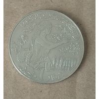 Монета Тунис. 1 динар 2007 год