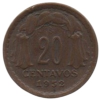 Республика Чили. 20 сентаво 1952. Бернардо О Хиггинс