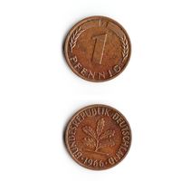 1 пфенниг Германия 1966 года(F)