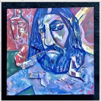 Акулов В.И. "Распутин", 2019г. Холст акрил. Размер 40/40 см.