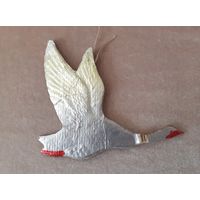Игрушка ёлочная птица Гусь Лебедь, картон. СССР