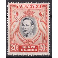 231.BrK. Великобритания. Колонии. Кения, Уганда и Танганьика. Местные мотивы. Георг VI. 1942 г. 20c. Mi.#60D.