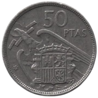 Королевство /Регентство/ Испания. 50 песет 1957 (58). Регент и Каудильо Франсиско Франко.