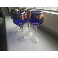 Рюмки хрустальные Богемия позолота в сохране