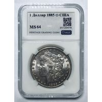 С рубля без мц! 1 доллар 1885 США MS 64 Морган яркий! Красивая патина!