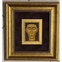 Гурвич Г.Л "Портрет", 1983г. Картон, масло. Размер 6,5х8,7 см.