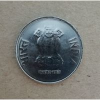 Индия 1 рупия, 2014 год, отметка МД: "*" - Хайдарабад, KM# 394  ю