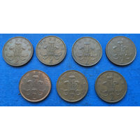 Великобритания 2 пенса 1971, 1975, 1977, 1978, 1979, 1980, 1981