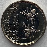 Великобритания 1 фунт 2023 г. Карл III. Пчелы