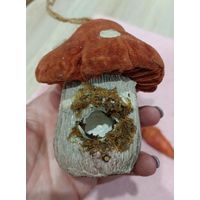 Ёлочная игрушка, грибок, гриб, домик, из пенопласта, папье-маше, велюр